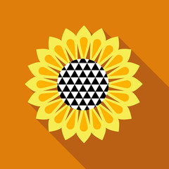 Sunflower icon in flat style isolated with long shadow vector illustration