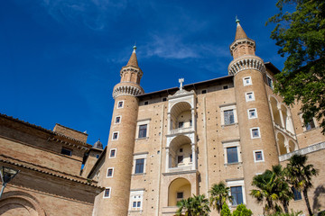 Fototapeta na wymiar Ducale Palace in Urbino, Marche, Bottom Angle