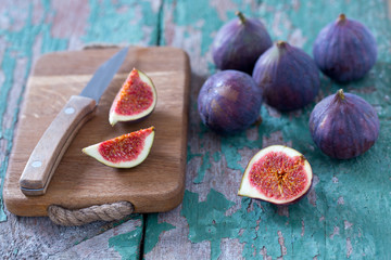 fresh figs on wooden table