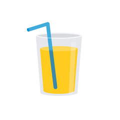 Juice icon. Glass of juice with a straw flat designs