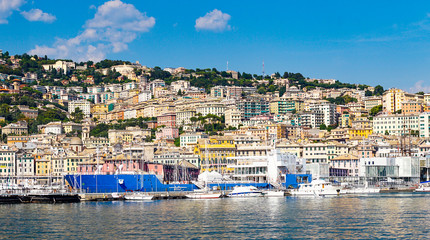 Fototapeta na wymiar View on Genoa from port