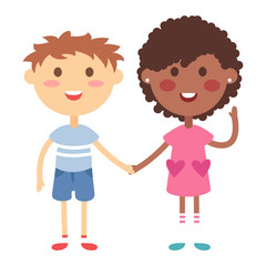 Kids holding hands vector