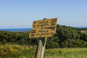 Beach signals in Asturias Spain