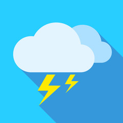 Clouds with lightning icon. Flat style