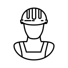 Man in helmet linear icon. Thin line design