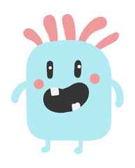 Cute monster color character funny design element. Humour emoticon fantasy monster unique expression sticker isolated. Alien sticker vector fantasy monster paint crazy animals.