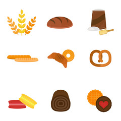 Vector fresh baked bread products icons