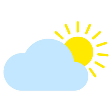 Sun and clouds icon. Flat style