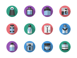 Fragrances round color vector icons set
