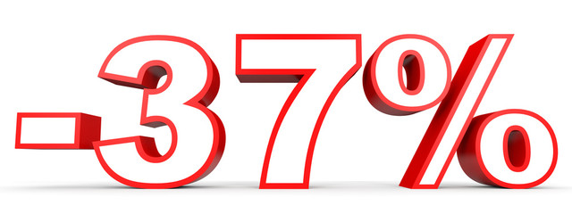Discount 37 percent off. 3D illustration on white background.
