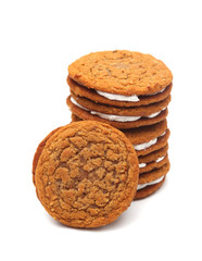 Oatmeal Sandwich Cookies Isolated on a White Background