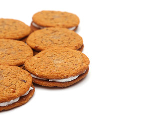 Oatmeal Sandwich Cookies Isolated on a White Background
