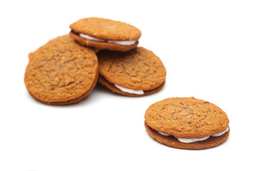 Oatmeal Sandwich Cookies Isolated on a White Background