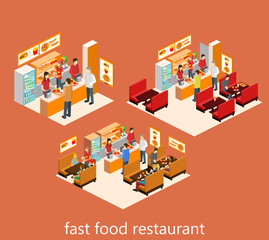 isometric fast food restaurant
