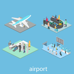 Isometric airport scenes
