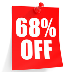 Discount 68 percent off. 3D illustration on white background.