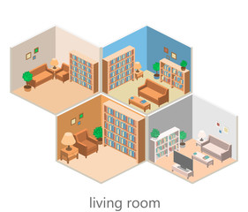 isometric interior of a living room