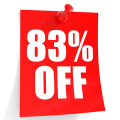 Discount 83 percent off. 3D illustration on white background.