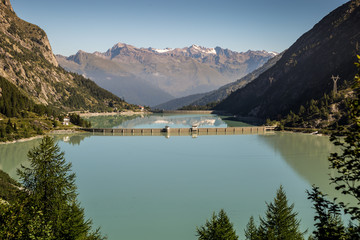 Avio lakes and dam in Temù, valcamonica, Italy