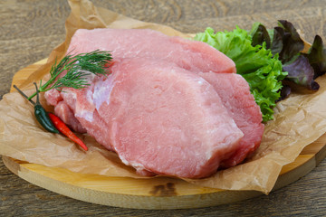 Raw pork steak