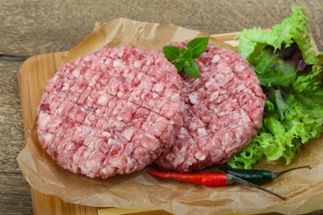Raw burger cutlet