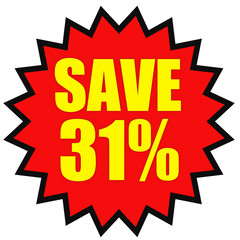 Discount 31 percent off. 3D illustration on white background.