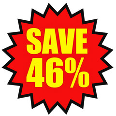 Discount 46 percent off. 3D illustration on white background.