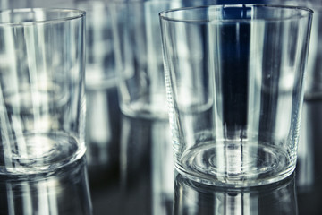 empty glasses reflection closeup