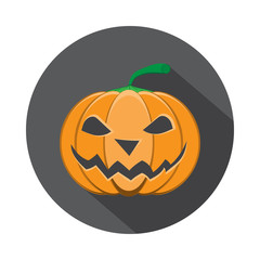 Vector isolated icon of halloween pumpkin in flat with shadow.