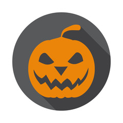 Vector isolated icon of Jack lantern silhouette with shadow for Halloween.
