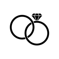 Rings icon. Wedding marriage love and celebration theme. Isolated design. Vector illustration