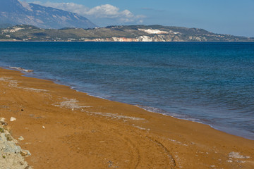 amazing pamorama of Xi Beach,beach with red sand in Kefalonia, Ionian islands, Greece