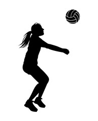 Player and ball icon. Volleyball sport hobby and competition theme. Black and white design. Vector illustration