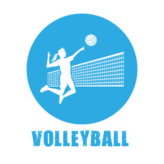 Player and ball inside circle icon. Volleyball sport hobby and competition theme. Colorful design. Vector illustration