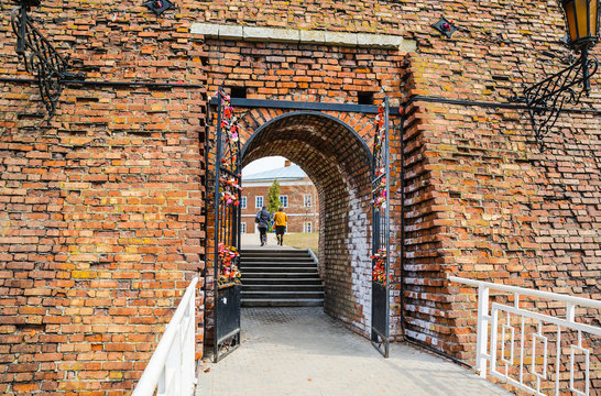 Archangel Michael's (Mikhailovsky) gate in the fortress wall of the Kolomna Kremlin