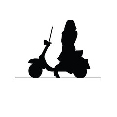 Obraz premium girl silhouette on moto in black illustration