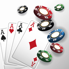 cards of poker and chips icon. Casino and las vegas theme. Colorful design. Vector illustration