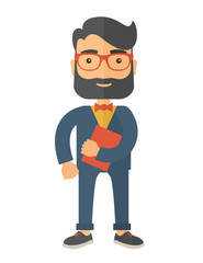 Man holding book under his arm.