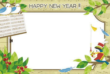 酉のかわいい年賀状テンプレート