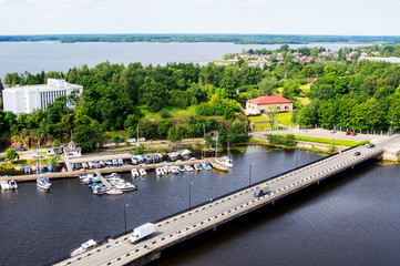 View of Vyborg city, from the top of the Vyborg Castle tower
