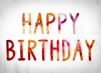 Happy Birthday Concept Watercolor Word Art