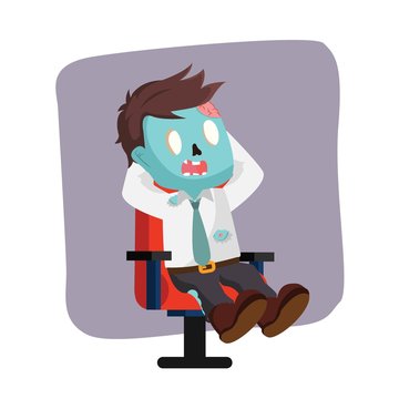zombie office relaxing vector illustration design