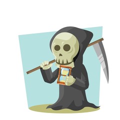 Fototapeta na wymiar grim reaper holding hourglass and reaper