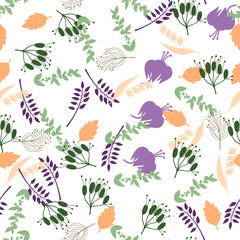 Naklejka premium Floral seamless pattern with flowers and leaves.