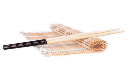 Wooden chopsticks isolated on white background