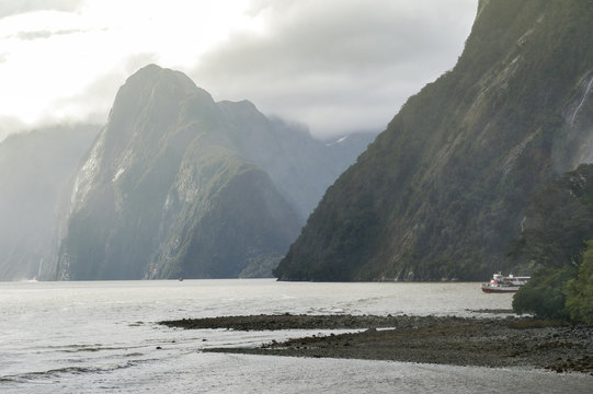 Milford Sound / Piopiotahi, a fiord in the south west of New Zealand's South Island, within Fiordland National Park