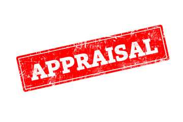 APPRAISAL, red rubber stamp with grunge edges.