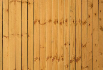 Fototapeta premium Plank, Wooden walls in the living room of Forest House. Vertical wooden wall background texture