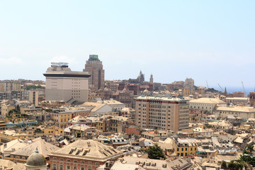 Genoa cityscape panorama seen from Spianata Castelletto, Italy