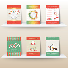 Fototapeta premium Set of christmas layout template in A4 size design for cover, annual report, brochure, flyer, catalog, magazine, book and booklet